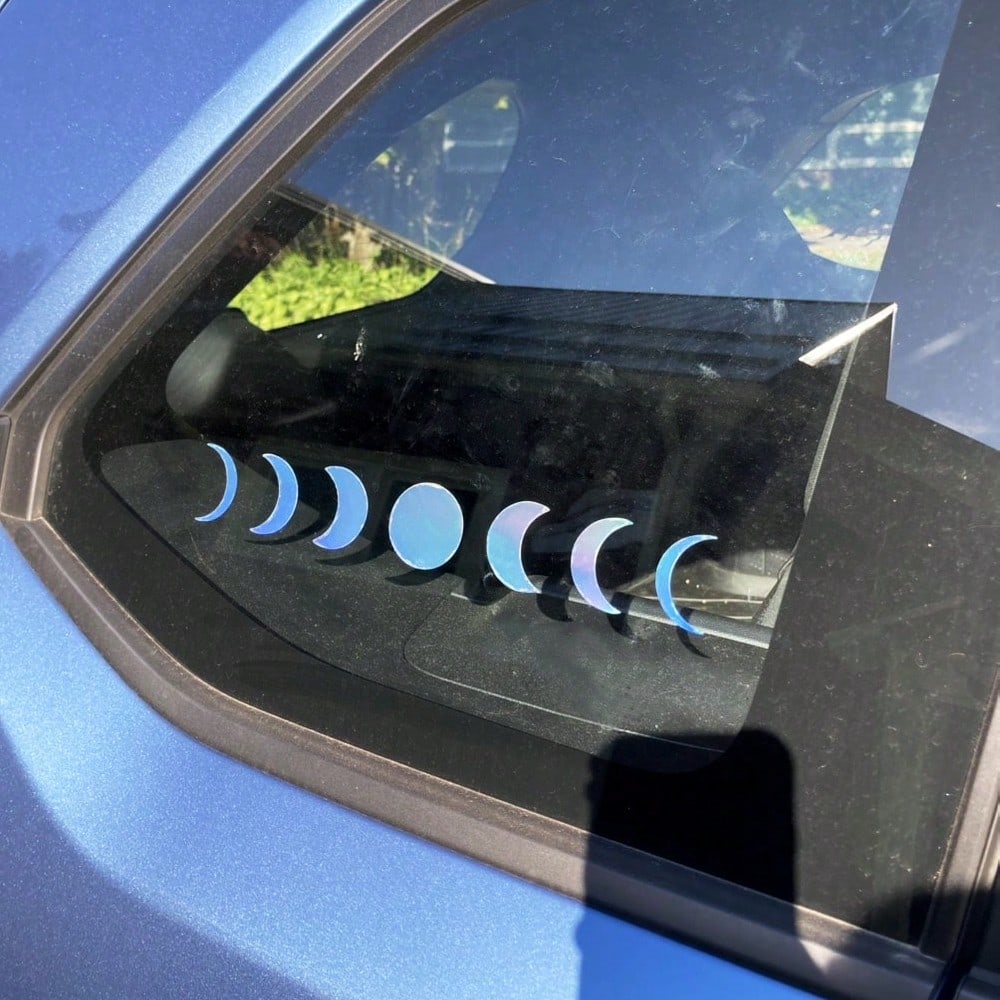 1 Pc Holographic Moon Phases Car Sticker, Lunar Chiaroscuro Mystical Witch Vinyl Banner Decal For Car Truck Back Windshield, Water Bottle, Laptop- Easy To Apply