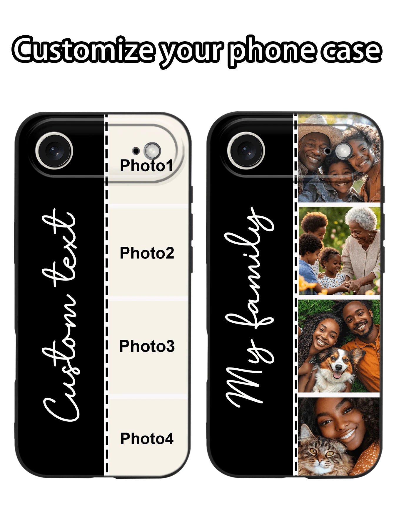 1. Personalized Black Full Coverage Phone Case, 4 Different Style Photo Signatures, Suitable For IPhone 11/12/13/14/15/16pro/16plus/17/17/17air/17pro/17promaxs/17e//25/S25ultra/S25plus/A16/S26/S26ultr