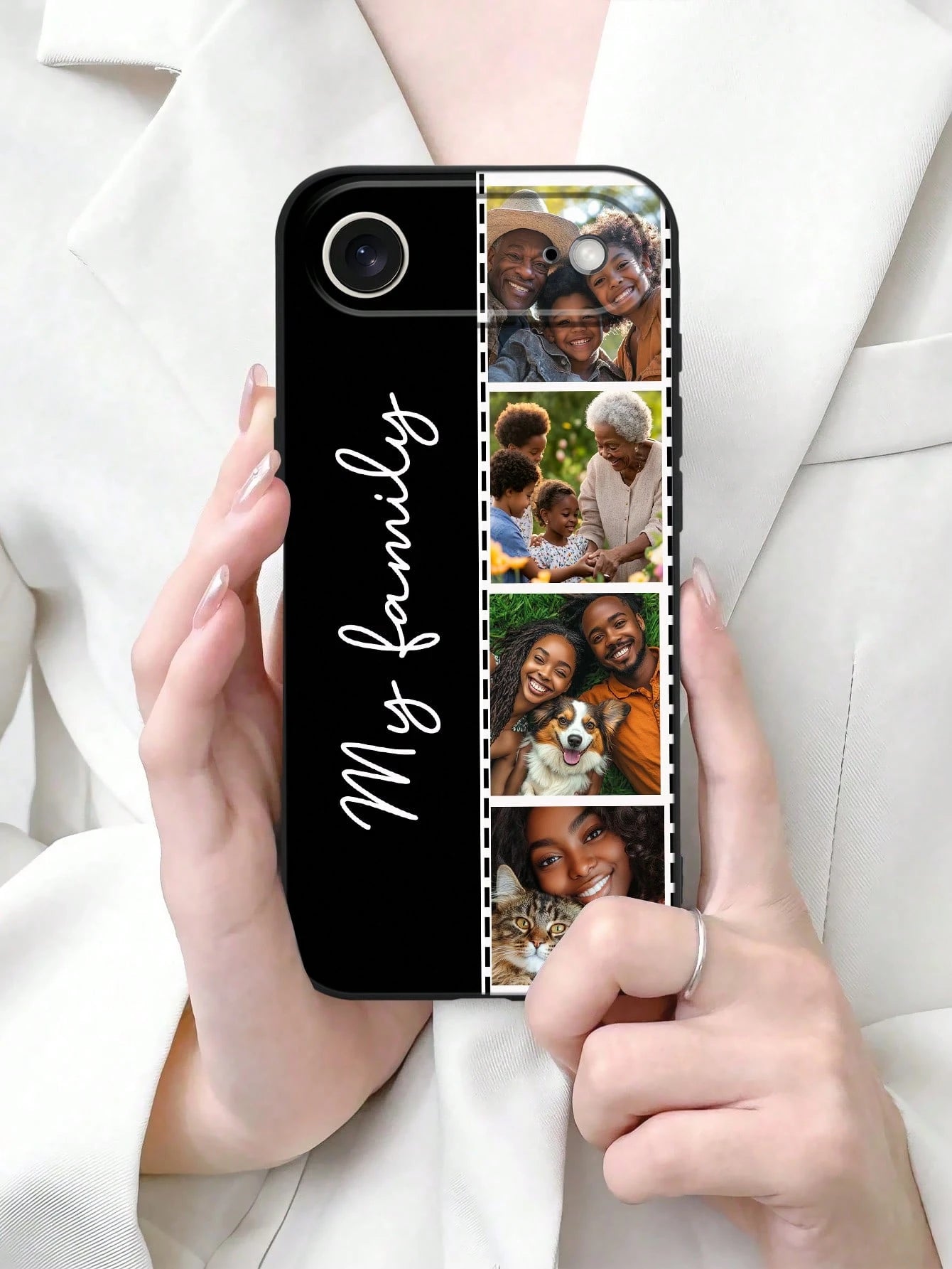 1. Personalized Black Full Coverage Phone Case, 4 Different Style Photo Signatures, Suitable For IPhone 11/12/13/14/15/16pro/16plus/17/17/17air/17pro/17promaxs/17e//25/S25ultra/S25plus/A16/S26/S26ultr