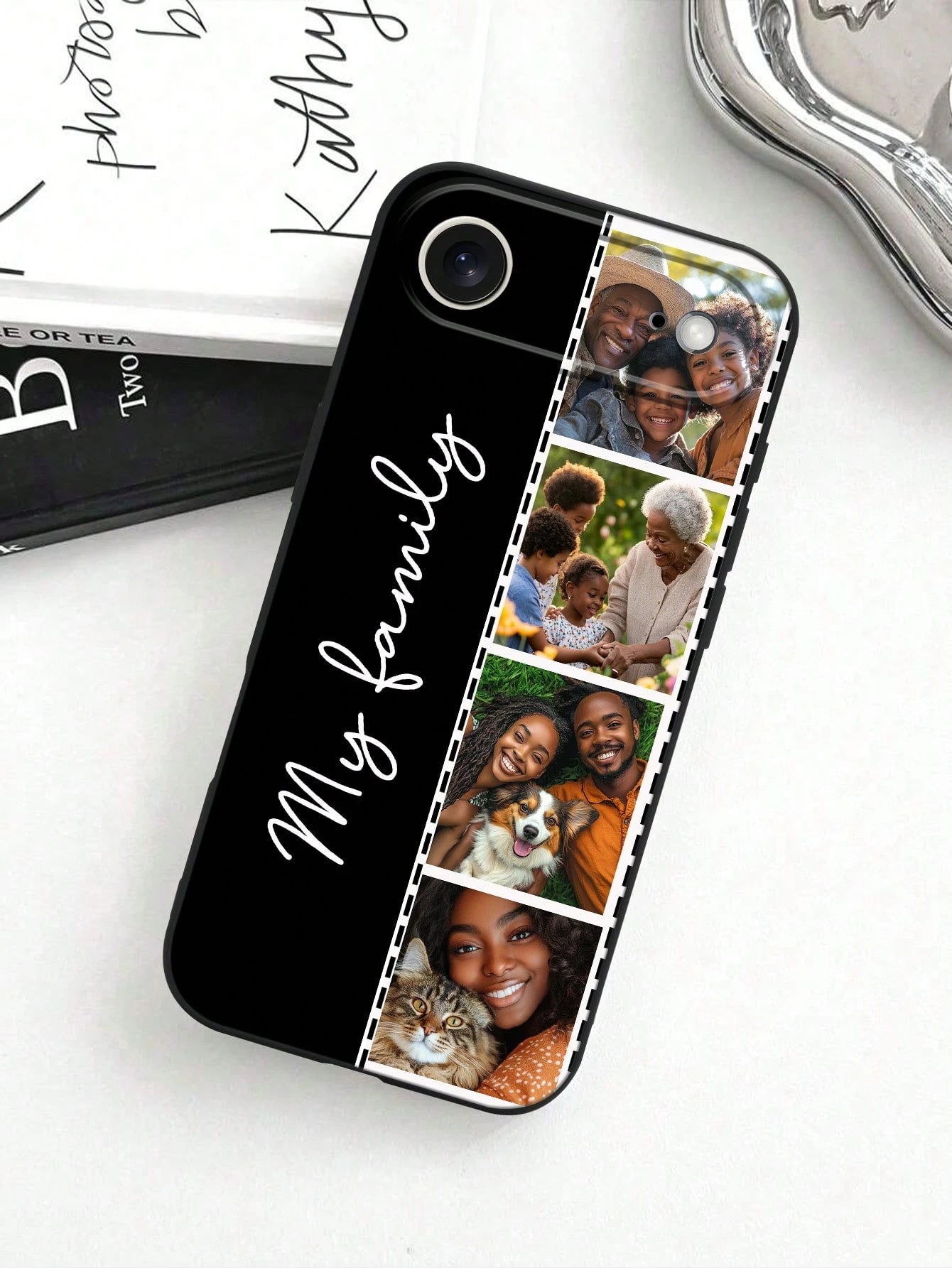 1. Personalized Black Full Coverage Phone Case, 4 Different Style Photo Signatures, Suitable For IPhone 11/12/13/14/15/16pro/16plus/17/17/17air/17pro/17promaxs/17e//25/S25ultra/S25plus/A16/S26/S26ultr