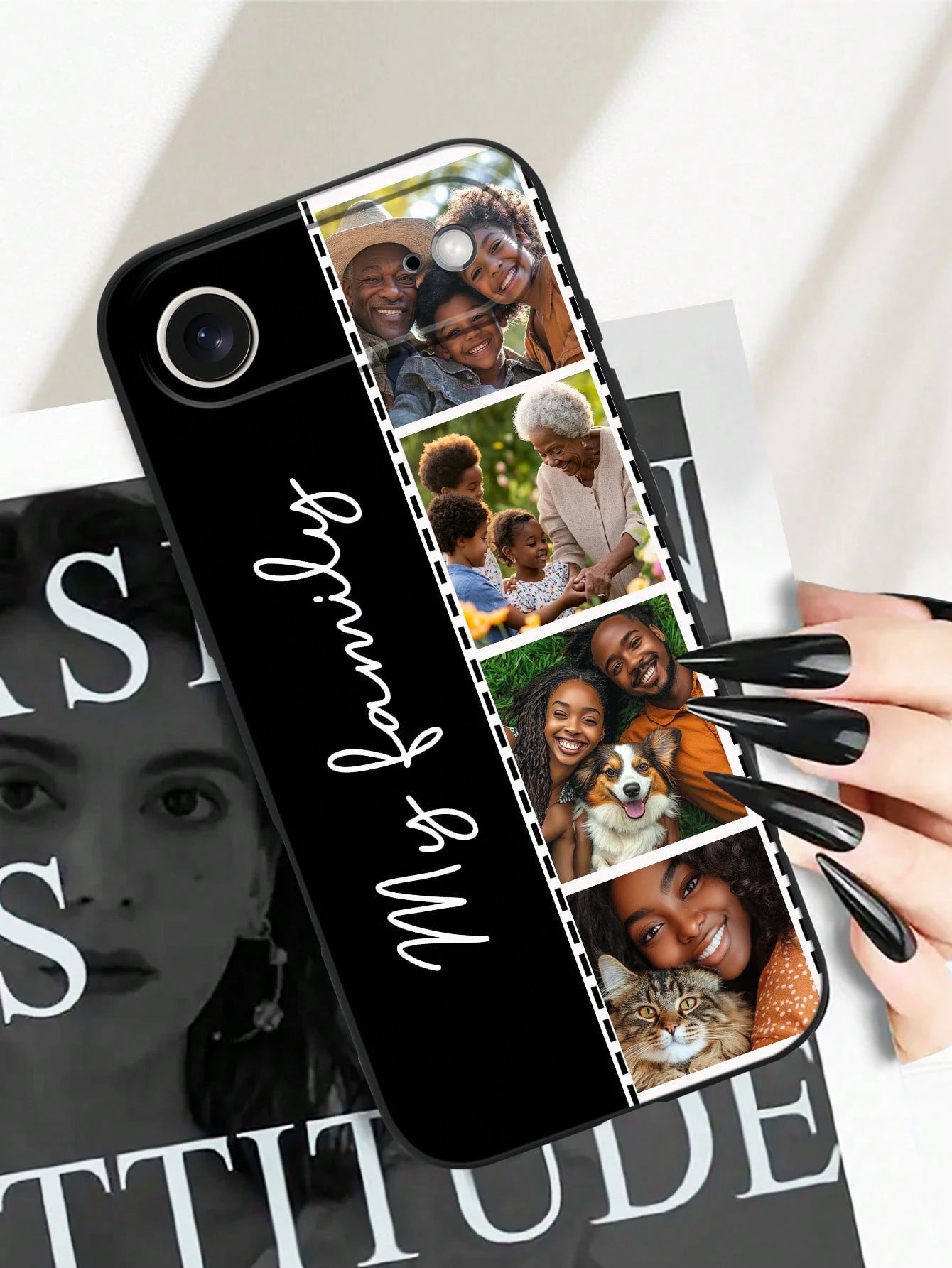1. Personalized Black Full Coverage Phone Case, 4 Different Style Photo Signatures, Suitable For IPhone 11/12/13/14/15/16pro/16plus/17/17/17air/17pro/17promaxs/17e//25/S25ultra/S25plus/A16/S26/S26ultr