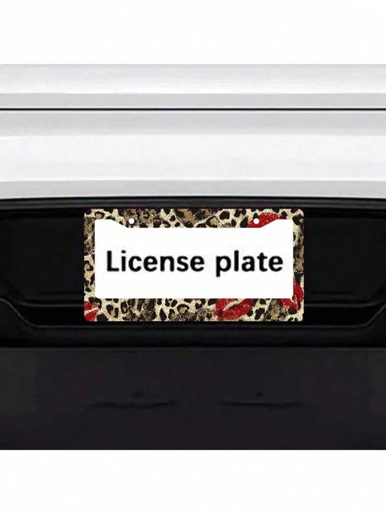1 Piece 12.2 X 6.3inch, Metal License Plate Frame, Featuring A Fun Leopard Print Design With A Bright Red Lipstick Print As A Highlight,License Plate,Car Must Haves,Car Decor,Car Cover,Car Acessesori