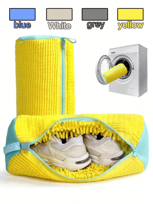 1 Piece 360° Shoe Washing Bag, Nylon Material, Suitable For All Types Of Shoes- Anti-Deformation, Reusable, With Sturdy Zipper, 360° Deep Cleaning, Machine Washable, Air Dry, Soft Plush Lining, Ideal