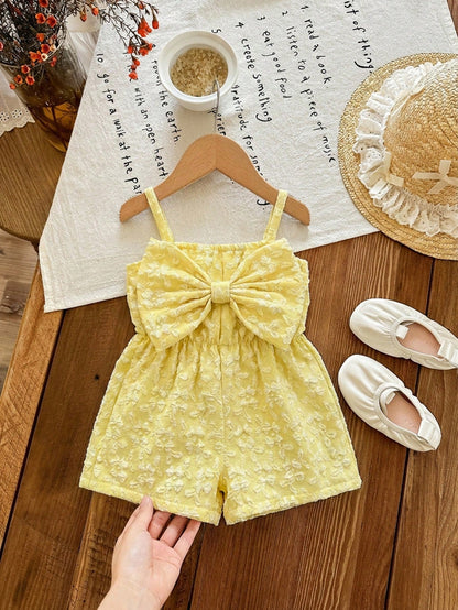 1-Piece Cute Baby Girl: Casual, Simple, And Adorable Striped Romper With All-Over Print And Bow. Suitable For Birthday Parties, Evening Parties, Performances, Weddings, Baptisms, Opening Ceremonies, E