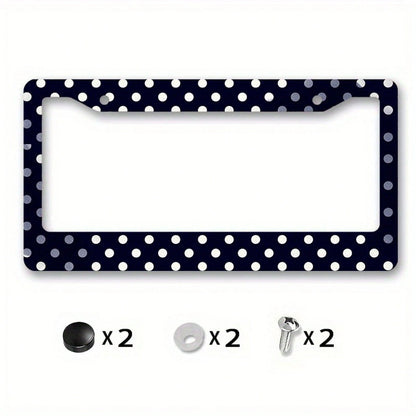 1 Piece Matte Metal License Plate Frame Cover, Dark Blue Polka Dot Design- Suitable For Car Exterior Accessories, License Plate Cover, 6.3x12.2in,Car Cover,Car Must Haves,Gifts,Car Decor,Car Acesseso