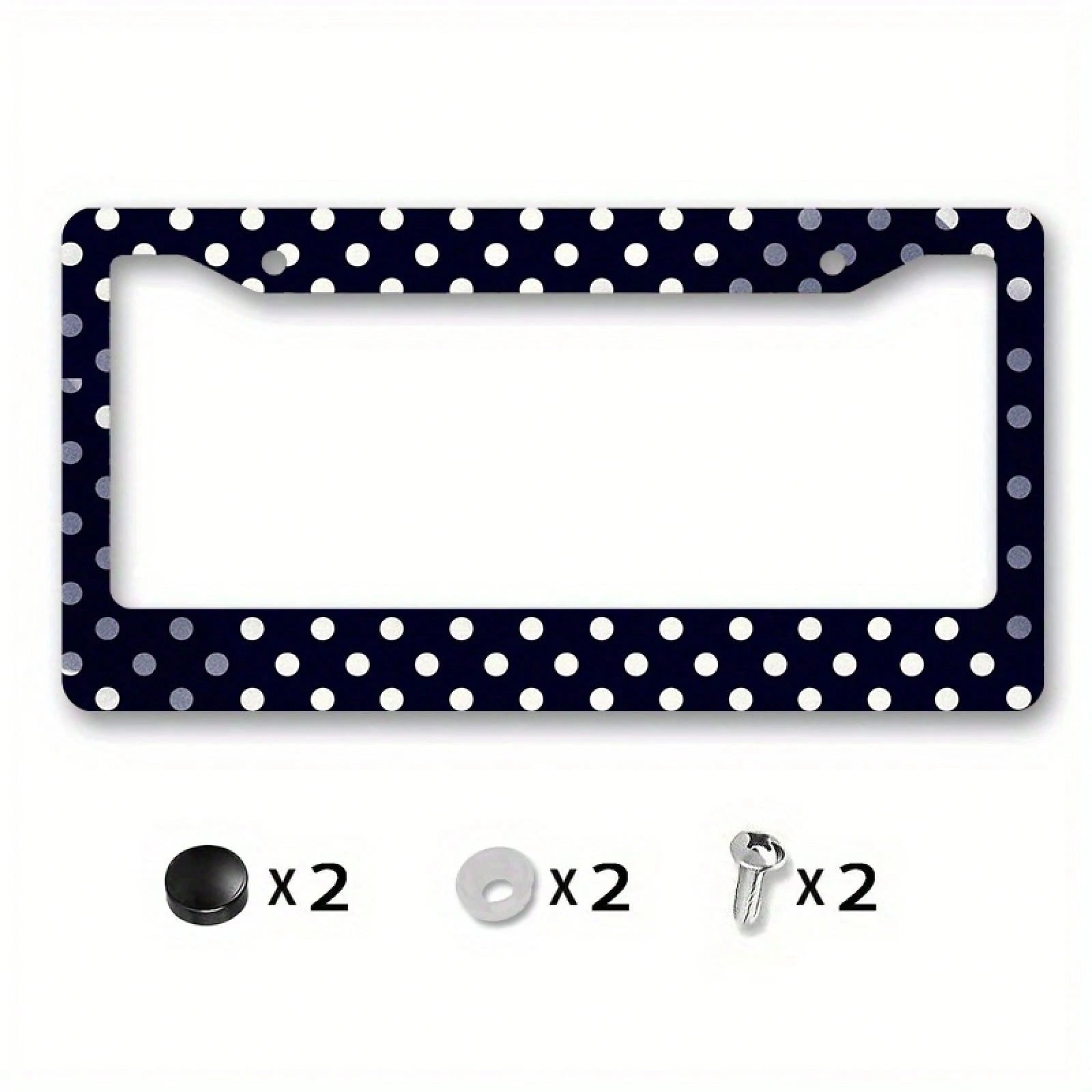 1 Piece Matte Metal License Plate Frame Cover, Dark Blue Polka Dot Design- Suitable For Car Exterior Accessories, License Plate Cover, 6.3x12.2in,Car Cover,Car Must Haves,Gifts,Car Decor,Car Acesseso