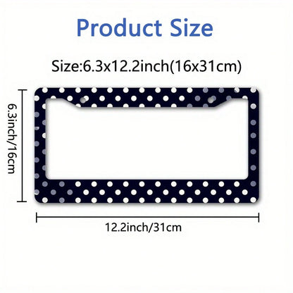 1 Piece Matte Metal License Plate Frame Cover, Dark Blue Polka Dot Design- Suitable For Car Exterior Accessories, License Plate Cover, 6.3x12.2in,Car Cover,Car Must Haves,Gifts,Car Decor,Car Acesseso