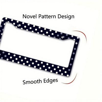 1 Piece Matte Metal License Plate Frame Cover, Dark Blue Polka Dot Design- Suitable For Car Exterior Accessories, License Plate Cover, 6.3x12.2in,Car Cover,Car Must Haves,Gifts,Car Decor,Car Acesseso