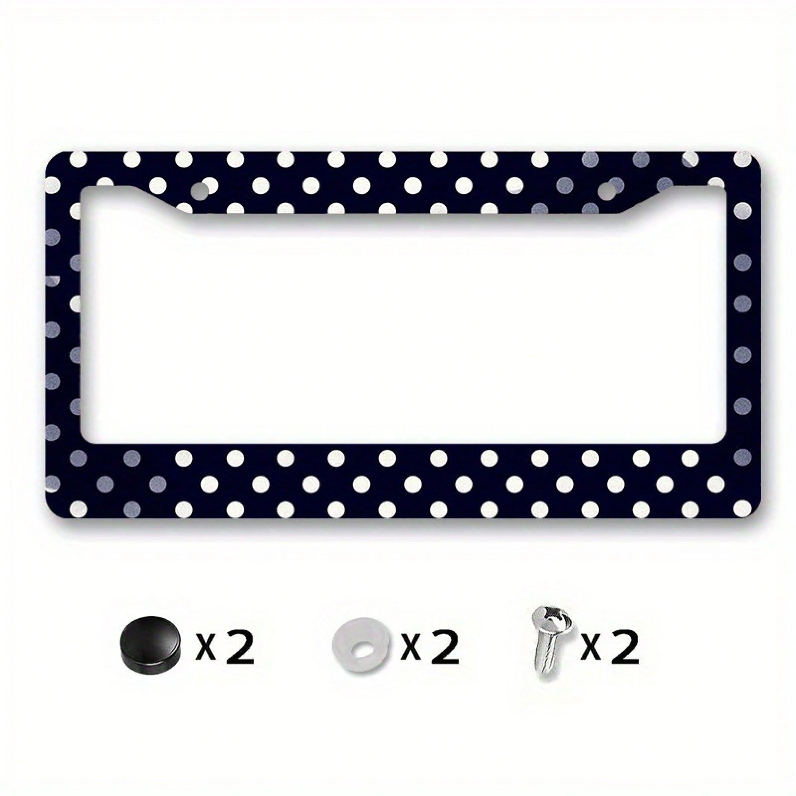 1 Piece Matte Metal License Plate Frame Cover, Dark Blue Polka Dot Design- Suitable For Car Exterior Accessories, License Plate Cover, 6.3x12.2in,Car Cover,Car Must Haves,Gifts,Car Decor,Car Acesseso