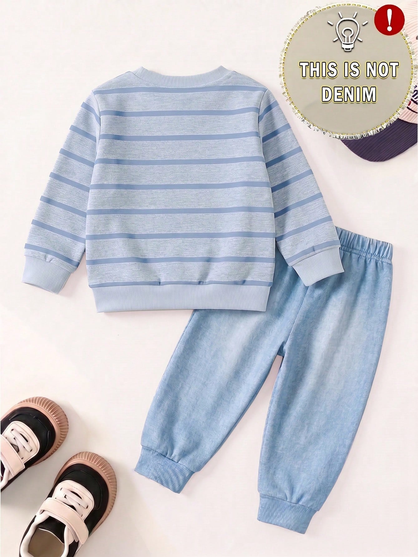 1 Random Set,Baby Boy Striped Bear Dinosaur Print Long Sleeve Sweatshirt And Pants Set Fall Autumn Back To School Casual Ribbed Sweaters
