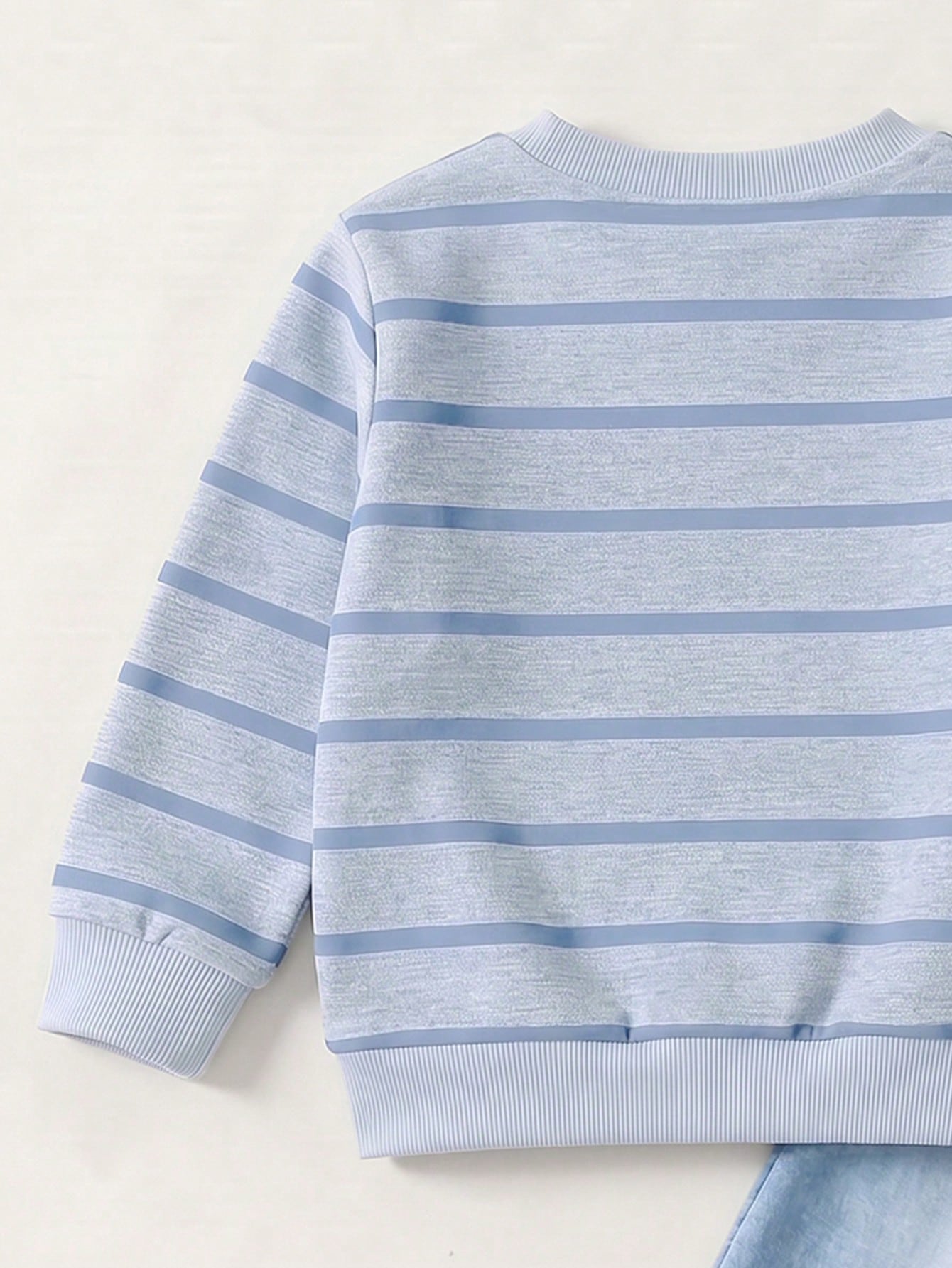 1 Random Set,Baby Boy Striped Bear Dinosaur Print Long Sleeve Sweatshirt And Pants Set Fall Autumn Back To School Casual Ribbed Sweaters