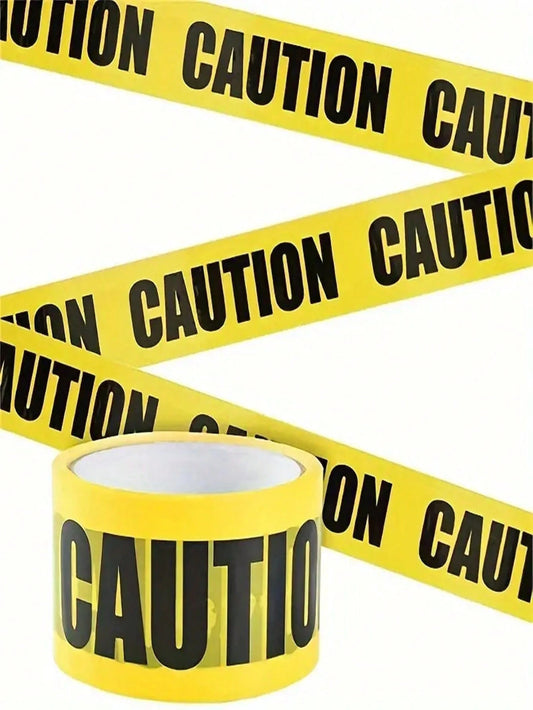 1 Roll 2500cm Yellow Halloween Caution Tape, Suitable For Birthday, Confirmation, General Celebrations, Party Supplies, Carnival, Construction Themed Events, Halloween And More- Non-Adhesive Polyethy
