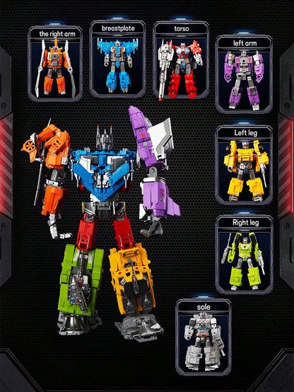 1 Set 7-In-1 Alloy Land-Air-Sea Transforming Mecha- Tank/Plane/Aircraft Carrier 2-Mode Combo Robot, Boys Collectible Educational Assembly Toy, Premium Gift Box Holiday Present