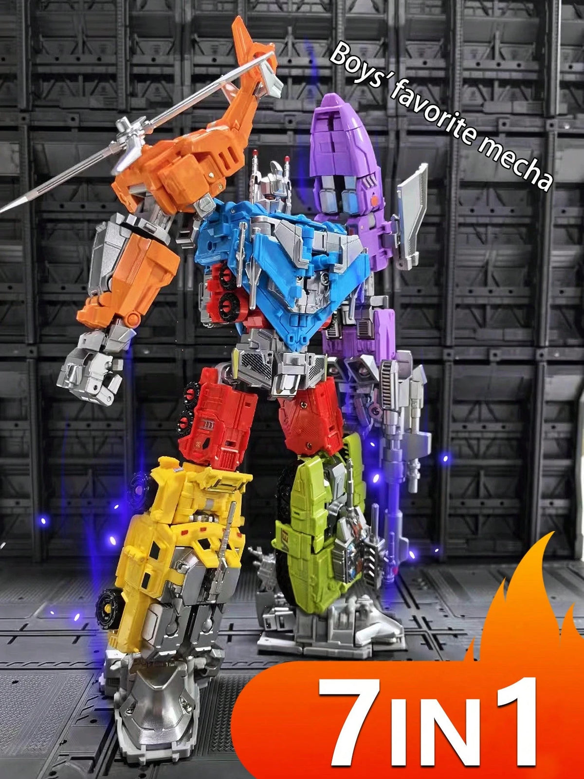 1 Set 7-In-1 Alloy Land-Air-Sea Transforming Mecha- Tank/Plane/Aircraft Carrier 2-Mode Combo Robot, Boys Collectible Educational Assembly Toy, Premium Gift Box Holiday Present