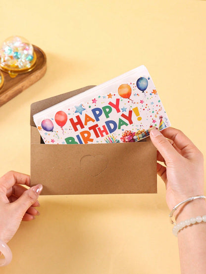 1 Set Birthday Folding Cash Card Envelopes, Colorful Gift Pattern Birthday Party Surprise Cash Gift, Includes 6 Slots, Suitable For Birthday Party Decoration