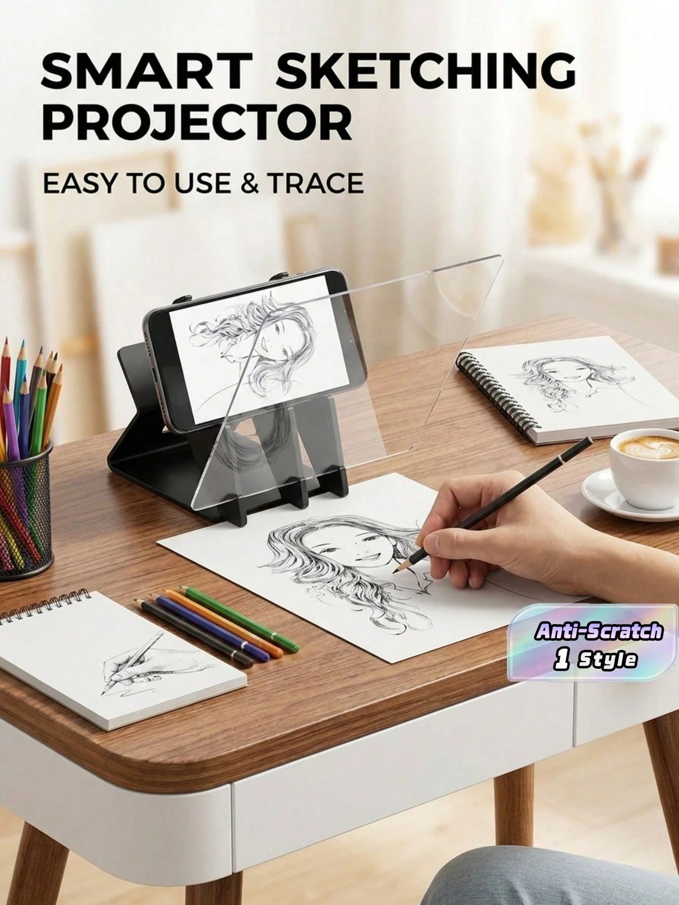 1 Set Creative Drawing & Sketching Tools Kit With Projection Board- Compatible With Phones And Tablets, Suitable For Artists, Painting Lovers, Portable Optical Drawing Projection Tool, Christmas, New