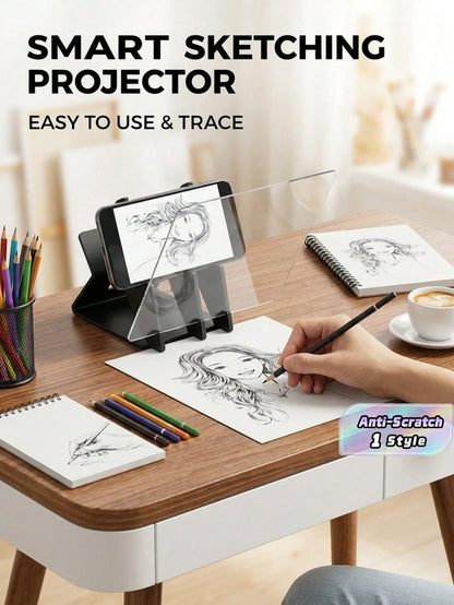 1 Set Creative Drawing & Sketching Tools Kit With Projection Board- Compatible With Phones And Tablets, Suitable For Artists, Painting Lovers, Portable Optical Drawing Projection Tool, Christmas, New