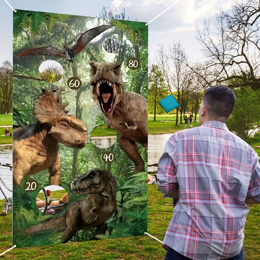 1 Set Dinosaur Theme Bean Bag Toss Game Banner And Sandbags, 3 Colors Bean Bags For Adults, Sports And Outdoor Games For Yard/Backyard/Lawn, Party, Birthday, Family Gathering Decoration