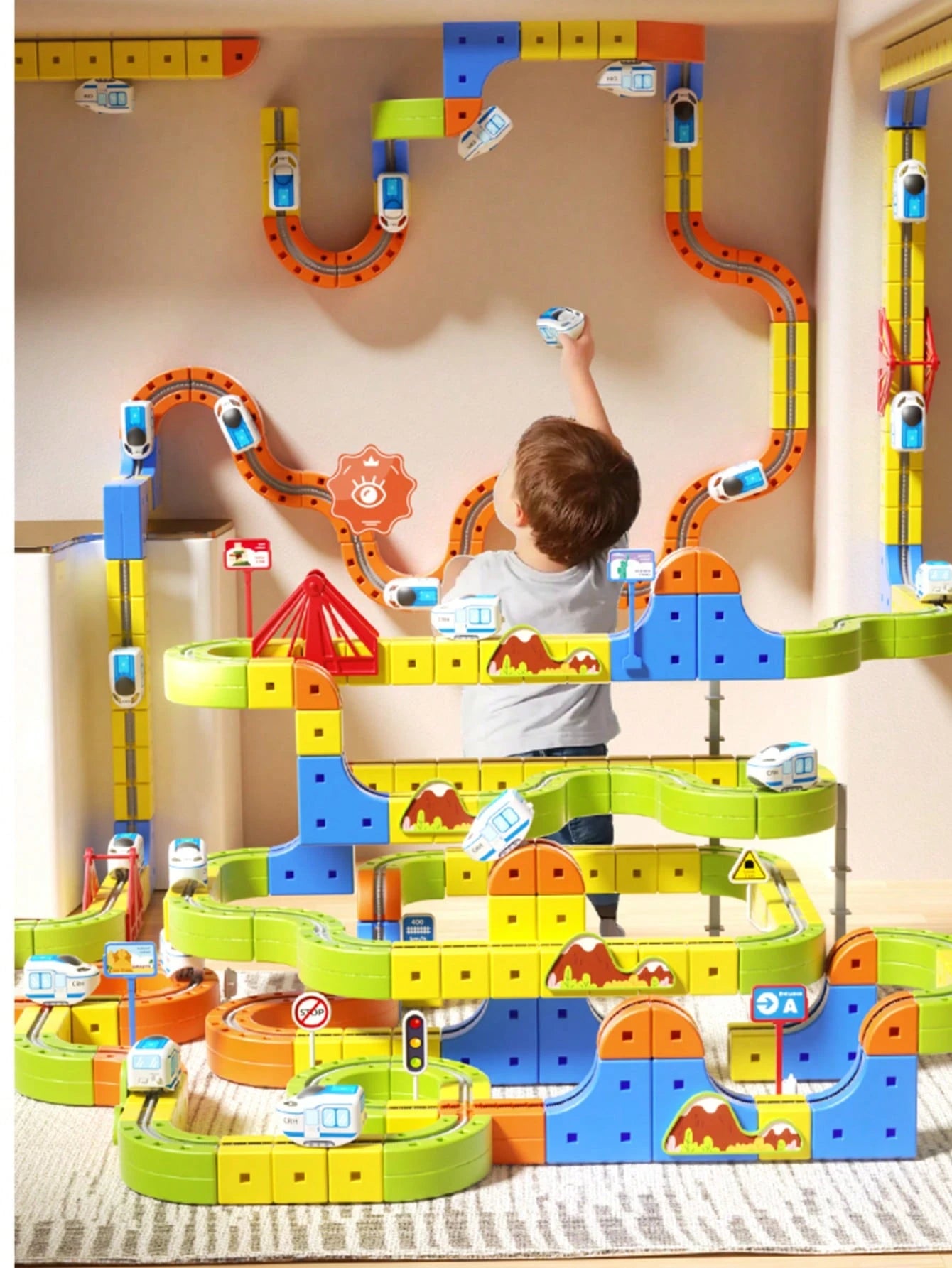 1 Set DIY Multi-Function 3D Building Block Track Set Train Toy, Includes Train And Traffic Signs, STEM Toy, Creative Building Block Track Car, Electric Track Car, Suitable For Boys And Girls, Christma
