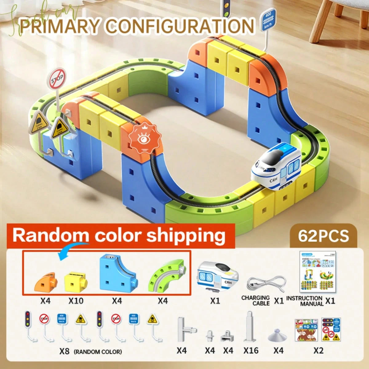 1 Set DIY Multi-Function 3D Building Block Track Set Train Toy, Includes Train And Traffic Signs, STEM Toy, Creative Building Block Track Car, Electric Track Car, Suitable For Boys And Girls, Christma