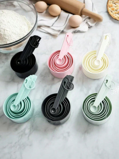 1 Set Of 10,Measuring Cups & Spoons Set,Kitchen Aid Measuring Cups And Spoons,Stackable Cups And Spoons,Kitchen Gadgets For Cooking & Baking
