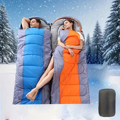 1 Set Of 3-Pound Thickened Insulated Sleeping Bag With Hood, Outdoor Adult Camping Sleeping Bag, Includes Storage Bag