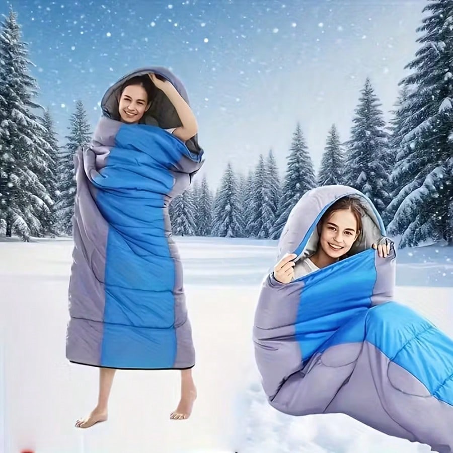 1 Set Of 3-Pound Thickened Insulated Sleeping Bag With Hood, Outdoor Adult Camping Sleeping Bag, Includes Storage Bag