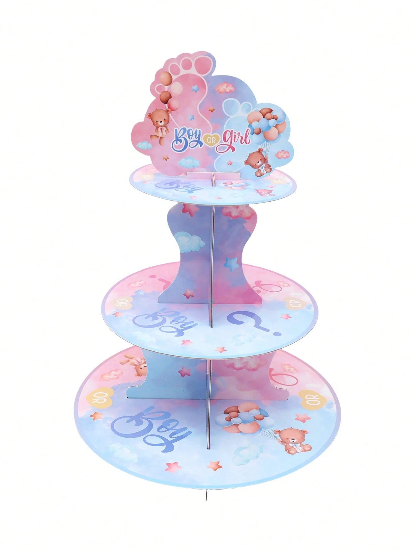 1 Set Pink & Blue Teddy Bear Style Cupcake Stand, Gender Reveal Party Cupcake Holder, Teddy Bear Cupcake Stand, Boy Or Girl Baby Shower Dessert Display Rack, Suitable For Cake Decoration, Baby Shower