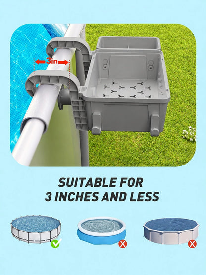 1 Set Poolside Storage Basket With Drink Holder And Hooks- Space-Saving Hanging Storage Rack For Towels, Snacks And Pool Toys- Suitable For Most Above Ground Pools, Perfect For Poolside Leisure, Poo