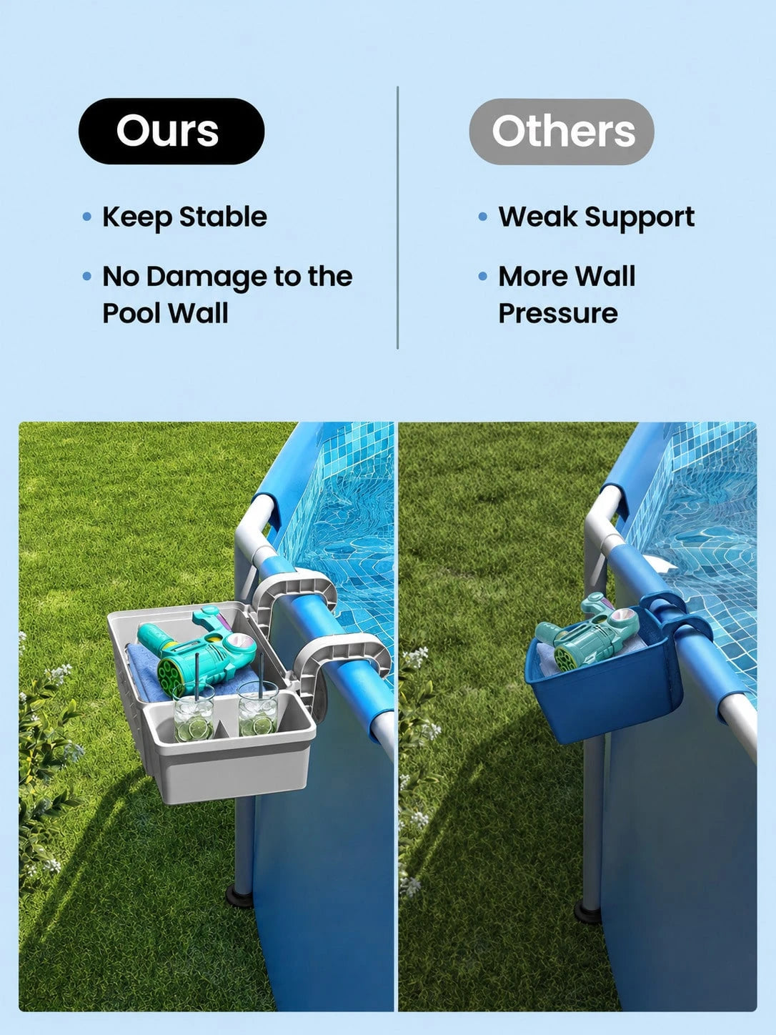 1 Set Poolside Storage Basket With Drink Holder And Hooks- Space-Saving Hanging Storage Rack For Towels, Snacks And Pool Toys- Suitable For Most Above Ground Pools, Perfect For Poolside Leisure, Poo