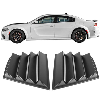 1 Set Side Louver Compatible With 2011-2023 Dodge Charger, V1 Style Matte Black PP Window Vents Guards, 2012 2013 2014 2015 2016 2017 2018 2019 2020 By Ikon Motorsports