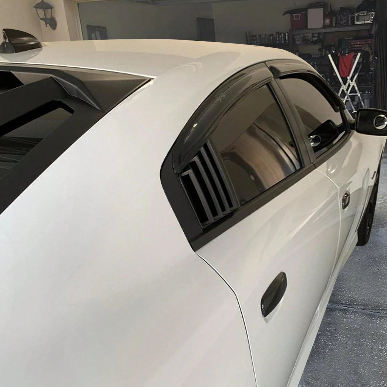 1 Set Side Louver Compatible With 2011-2023 Dodge Charger, V1 Style Matte Black PP Window Vents Guards, 2012 2013 2014 2015 2016 2017 2018 2019 2020 By Ikon Motorsports