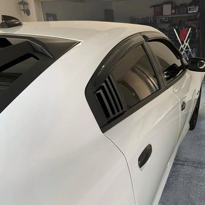1 Set Side Louver Compatible With 2011-2023 Dodge Charger, V1 Style Matte Black PP Window Vents Guards, 2012 2013 2014 2015 2016 2017 2018 2019 2020 By Ikon Motorsports