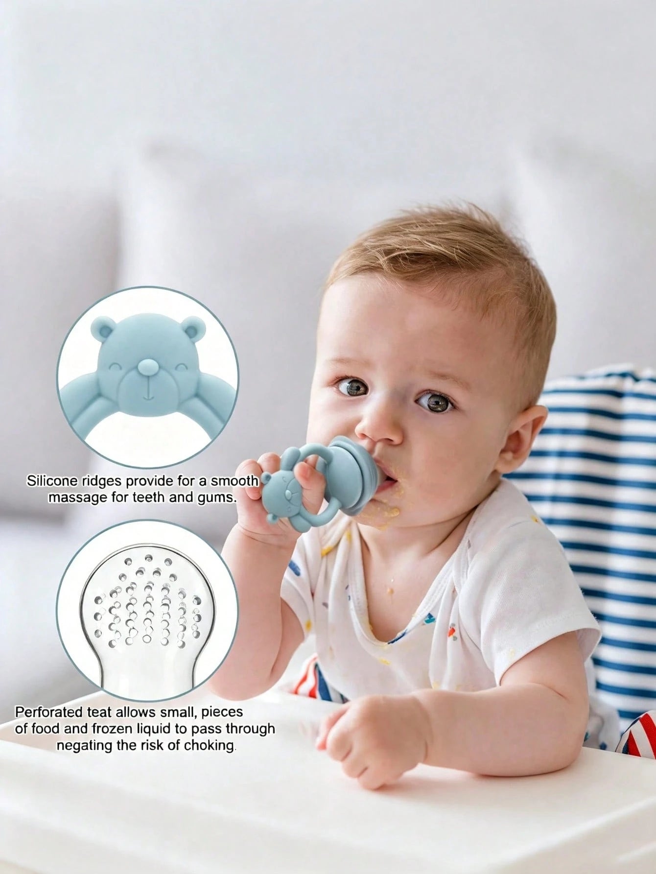 1 Teddy Bear, Paired With 1 Small Bear Baby Food Box Ice Cube Holder, Baby Fruit And Vegetable Food Maker, Silicone Feeding Set, Baby Food Toothy
