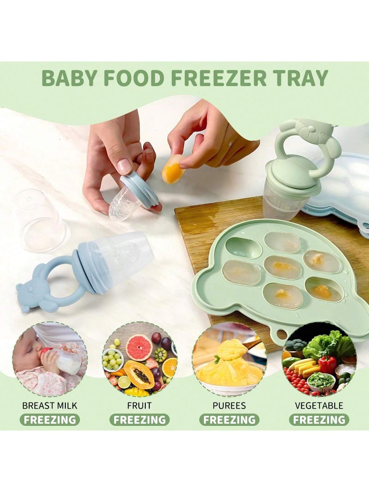 1 Teddy Bear, Paired With 1 Small Bear Baby Food Box Ice Cube Holder, Baby Fruit And Vegetable Food Maker, Silicone Feeding Set, Baby Food Toothy
