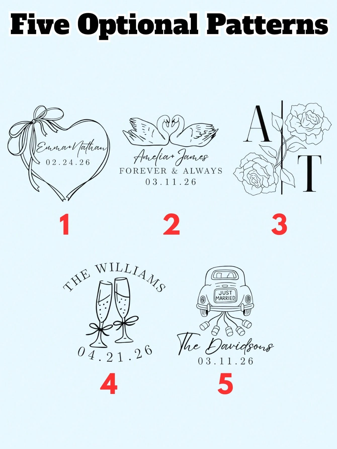 10/20/30/60pcs Customized Wedding Temporary Tattoo Stickers, Wedding Favors, 5 Styles Available, Valentine's Day Gift, Bridesmaid Gift, Christmas Gift, Party Decor, Bachelorette Party