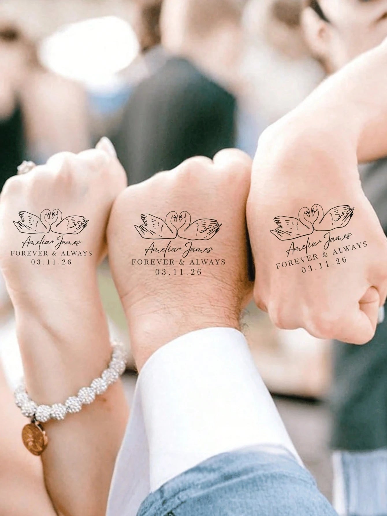 10/20/30/60pcs Customized Wedding Temporary Tattoo Stickers, Wedding Favors, 5 Styles Available, Valentine's Day Gift, Bridesmaid Gift, Christmas Gift, Party Decor, Bachelorette Party