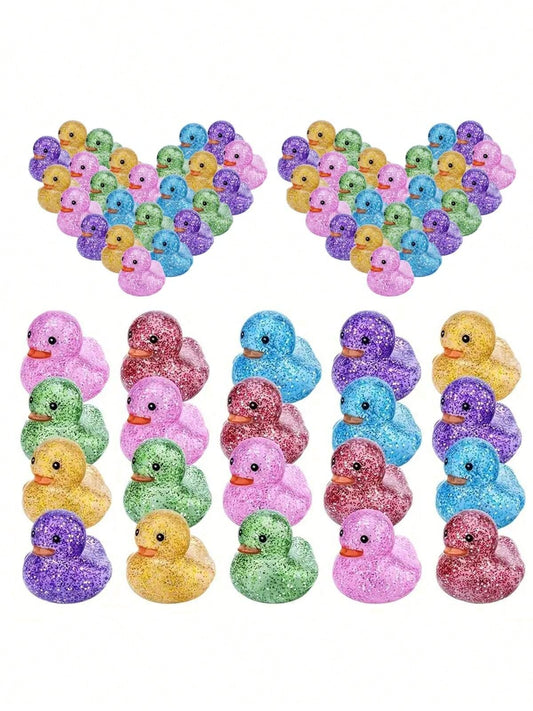 10/20/30PCS Glitter Rubber Duck Squeaky Bath Toys, Suitable For Shower, Pool Activities, Gifts