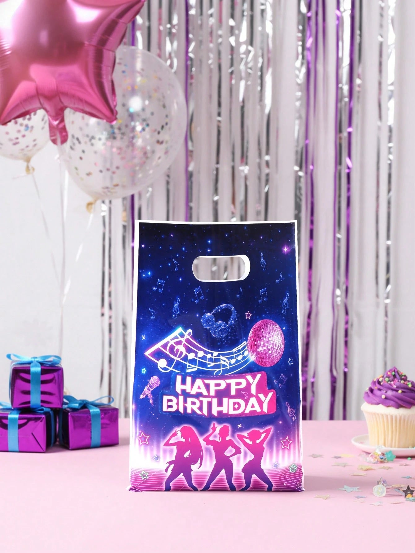 10/25/50pcs Music Girl Gift Bags, Baby Shower Party Favor Bags, Birthday Party Goodie Bags, Gender Reveal Party Gift Packaging, Birthday Party Dessert Bags, Baby Shower Party Supplies, Desktop Decor