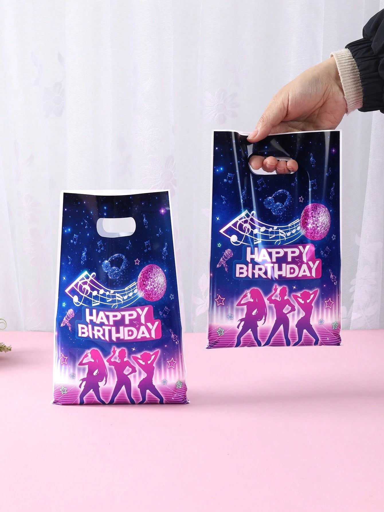 10/25/50pcs Music Girl Gift Bags, Baby Shower Party Favor Bags, Birthday Party Goodie Bags, Gender Reveal Party Gift Packaging, Birthday Party Dessert Bags, Baby Shower Party Supplies, Desktop Decor