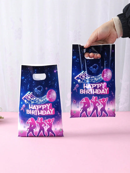 10/25/50pcs Music Girl Gift Bags, Baby Shower Party Favor Bags, Birthday Party Goodie Bags, Gender Reveal Party Gift Packaging, Birthday Party Dessert Bags, Baby Shower Party Supplies, Desktop Decor