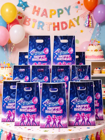 10/25/50pcs Music Girl Gift Bags, Baby Shower Party Favor Bags, Birthday Party Goodie Bags, Gender Reveal Party Gift Packaging, Birthday Party Dessert Bags, Baby Shower Party Supplies, Desktop Decor