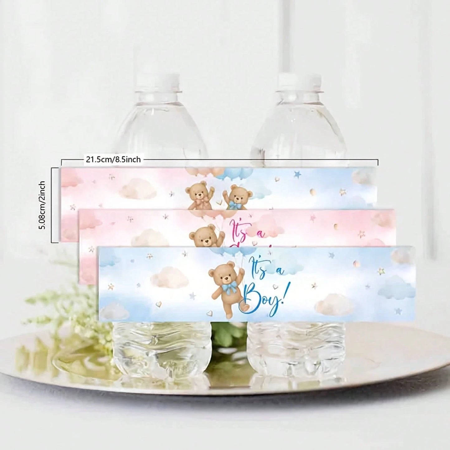 10/30 Pcs Gender Reveal Party Water Bottle Stickers, Atmosphere Decoration Props For Boy Or Girl Baptism Supplies, Anniversary Gift Party Decorations, Happy Birthday Party, Wedding Gift, Shower Sticke
