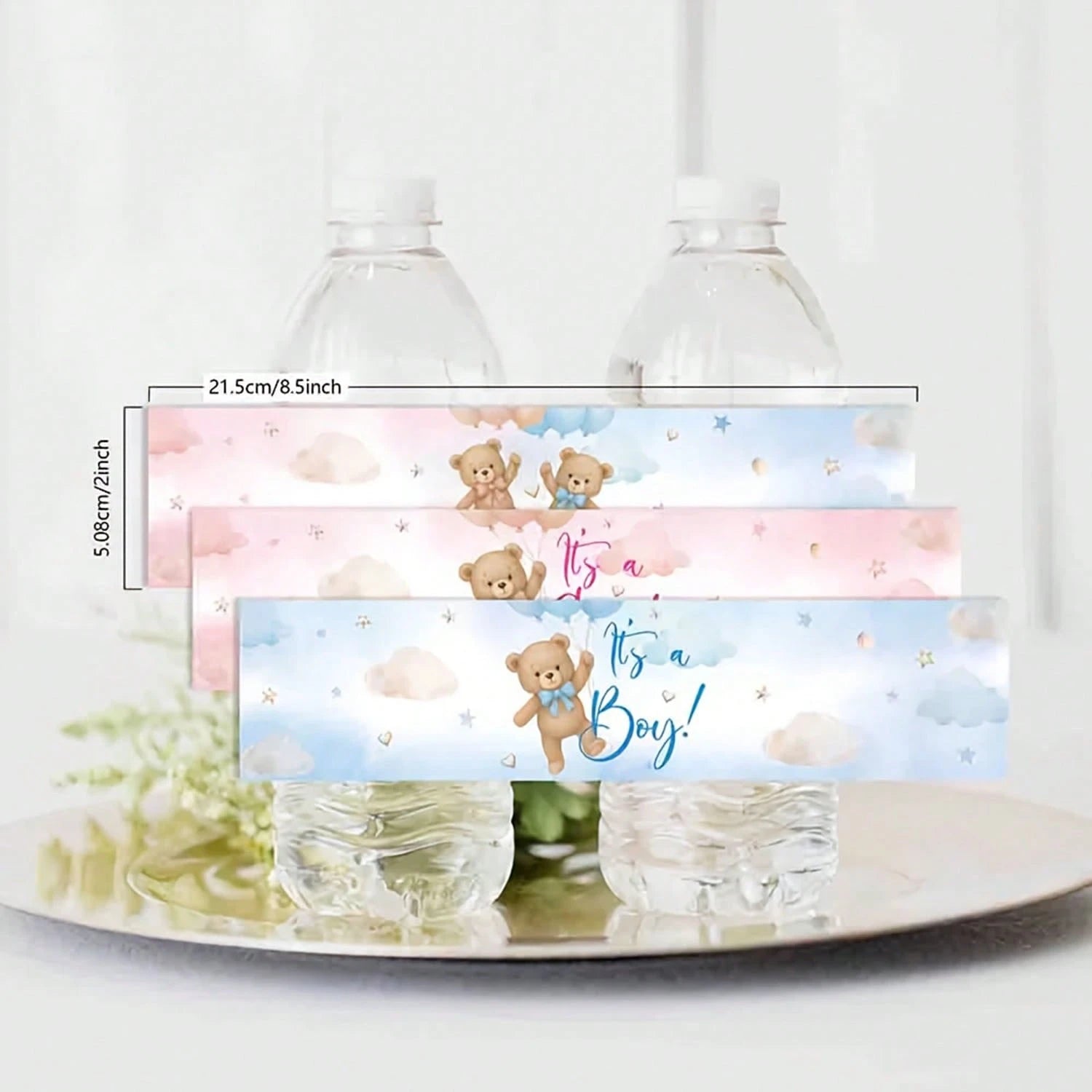 10/30 Pcs Gender Reveal Party Water Bottle Stickers, Atmosphere Decoration Props For Boy Or Girl Baptism Supplies, Anniversary Gift Party Decorations, Happy Birthday Party, Wedding Gift, Shower Sticke