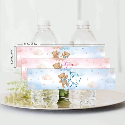 10/30 Pcs Gender Reveal Party Water Bottle Stickers, Atmosphere Decoration Props For Boy Or Girl Baptism Supplies, Anniversary Gift Party Decorations, Happy Birthday Party, Wedding Gift, Shower Sticke