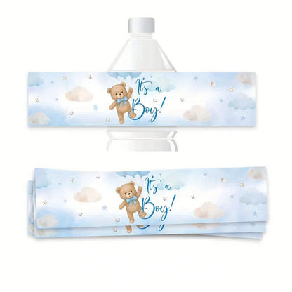 10/30 Pcs Gender Reveal Party Water Bottle Stickers, Atmosphere Decoration Props For Boy Or Girl Baptism Supplies, Anniversary Gift Party Decorations, Happy Birthday Party, Wedding Gift, Shower Sticke