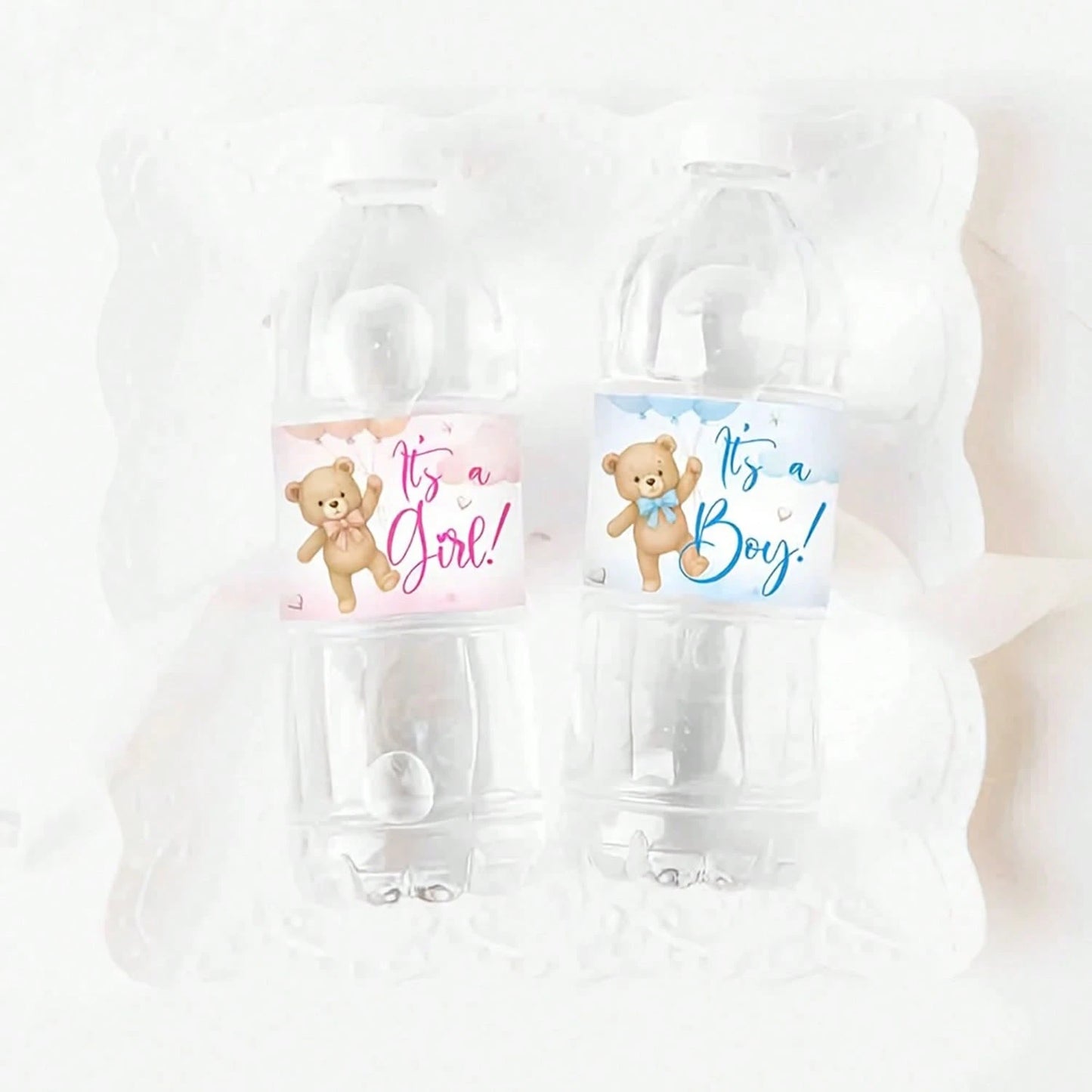 10/30 Pcs Gender Reveal Party Water Bottle Stickers, Atmosphere Decoration Props For Boy Or Girl Baptism Supplies, Anniversary Gift Party Decorations, Happy Birthday Party, Wedding Gift, Shower Sticke