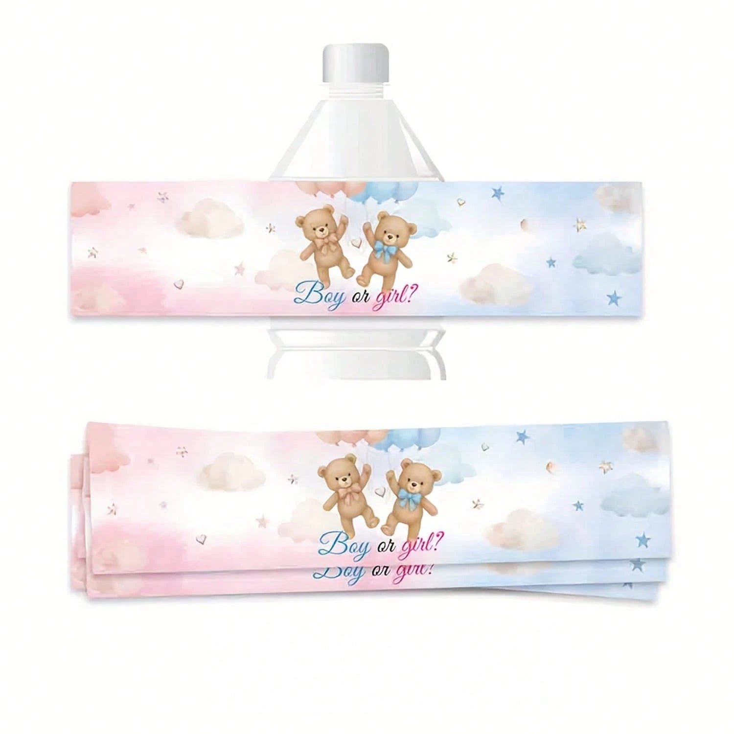 10/30 Pcs Gender Reveal Party Water Bottle Stickers, Atmosphere Decoration Props For Boy Or Girl Baptism Supplies, Anniversary Gift Party Decorations, Happy Birthday Party, Wedding Gift, Shower Sticke