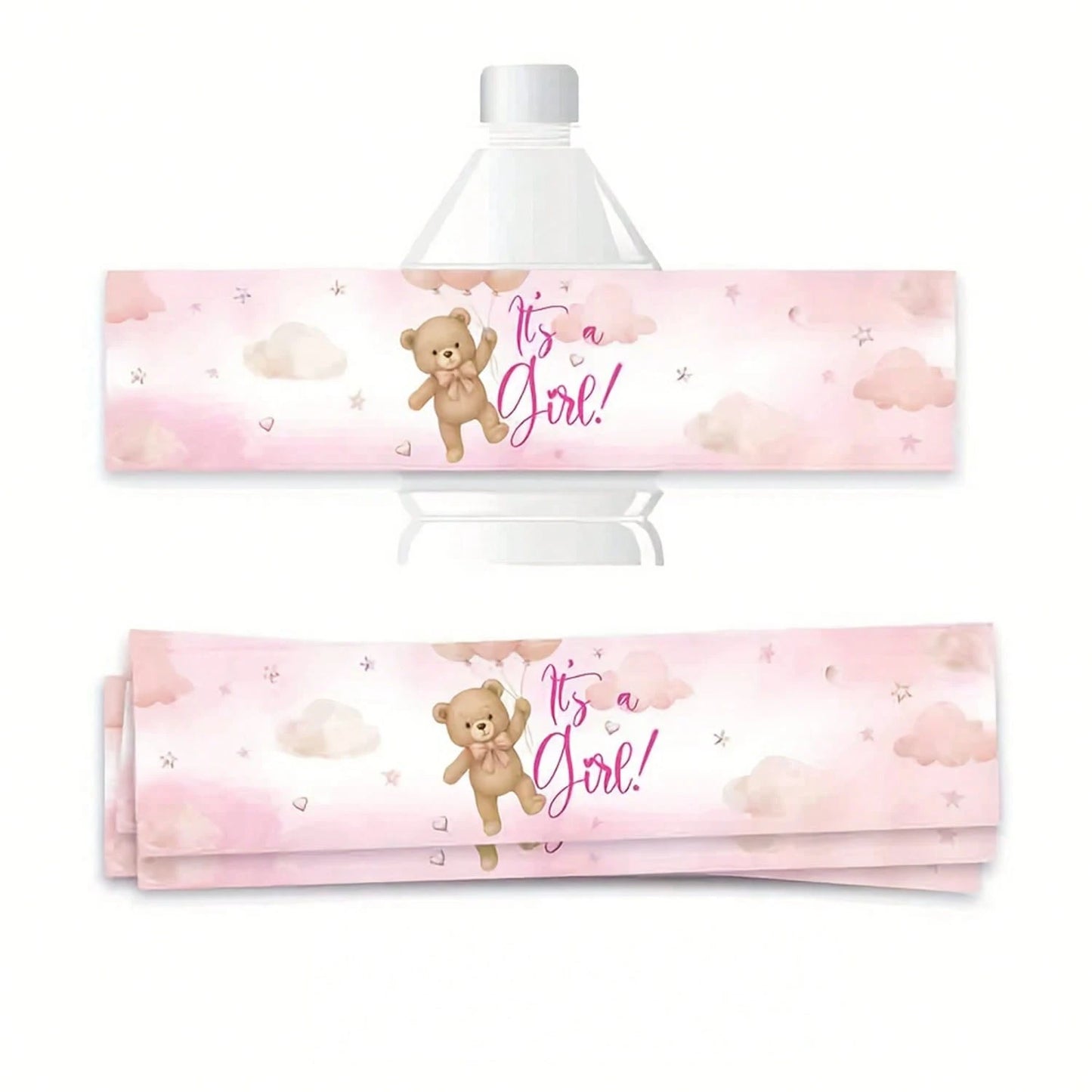 10/30 Pcs Gender Reveal Party Water Bottle Stickers, Atmosphere Decoration Props For Boy Or Girl Baptism Supplies, Anniversary Gift Party Decorations, Happy Birthday Party, Wedding Gift, Shower Sticke