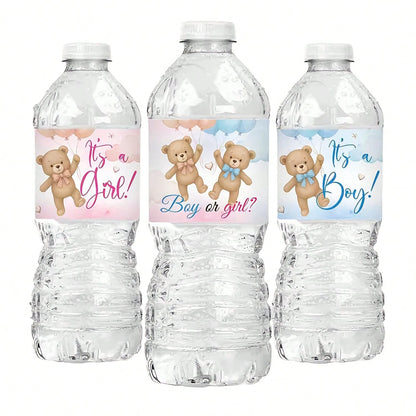 10/30 Pcs Gender Reveal Party Water Bottle Stickers, Atmosphere Decoration Props For Boy Or Girl Baptism Supplies, Anniversary Gift Party Decorations, Happy Birthday Party, Wedding Gift, Shower Sticke